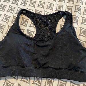 Black heather racer back sports bra